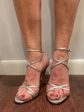SERGIO ROSSI Silver High Heel Sandals